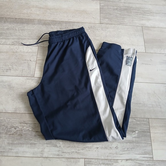 Nike Track Pants XL Navy Blue White Stripe Athletic Training Pants - Picture 1 of 14